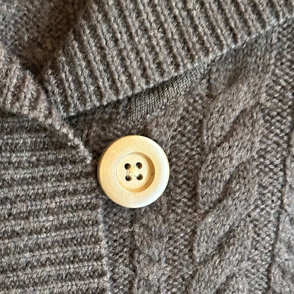 Smartwool | Dark Brown Merino Wool Cable Knit Zip Up Hooded Cardigan, Size S - Picture 4 of 9